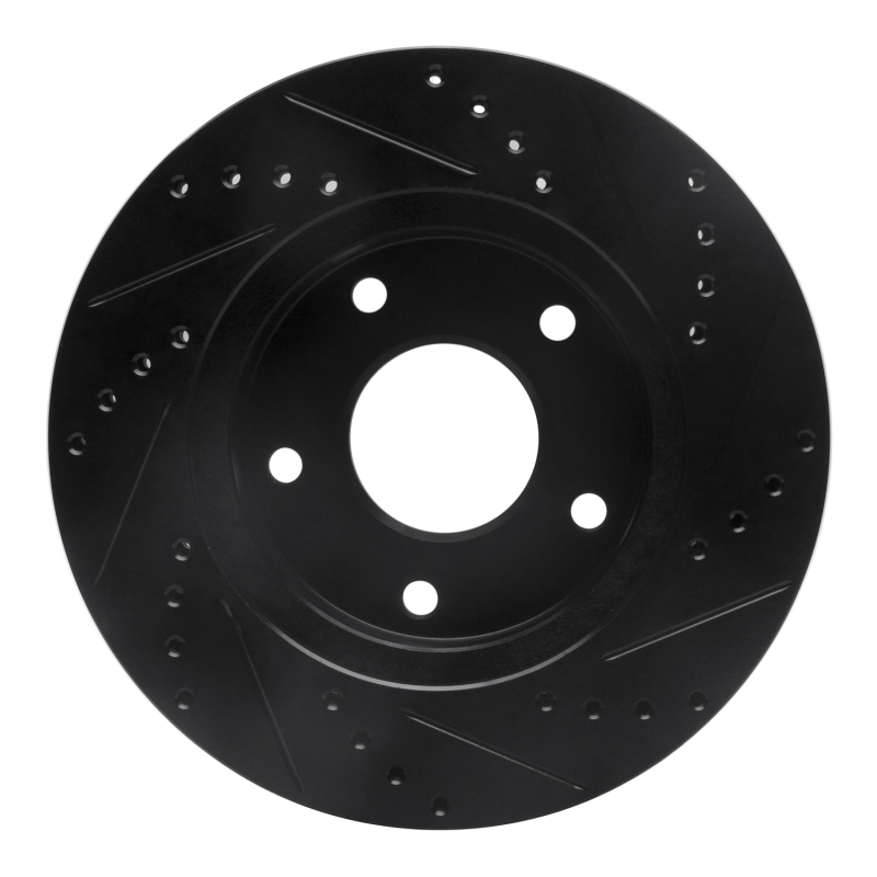 Chevrolet Blazer Brake Rotor (1) - Front Left - R1 Concepts - Drilled & Slotted - Black - `97-`05